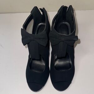 Elegant Black Women's Bootie Heels with Bow